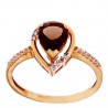 Auksinis žiedas su rudu akmeniu ir cirkoniais