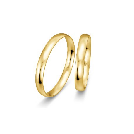 3 mm klasikiniai geltono aukso vestuviniai žiedai