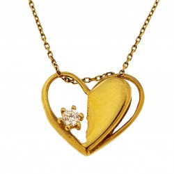 Geltono aukso koljė su cirkoniu "Širdelė"
